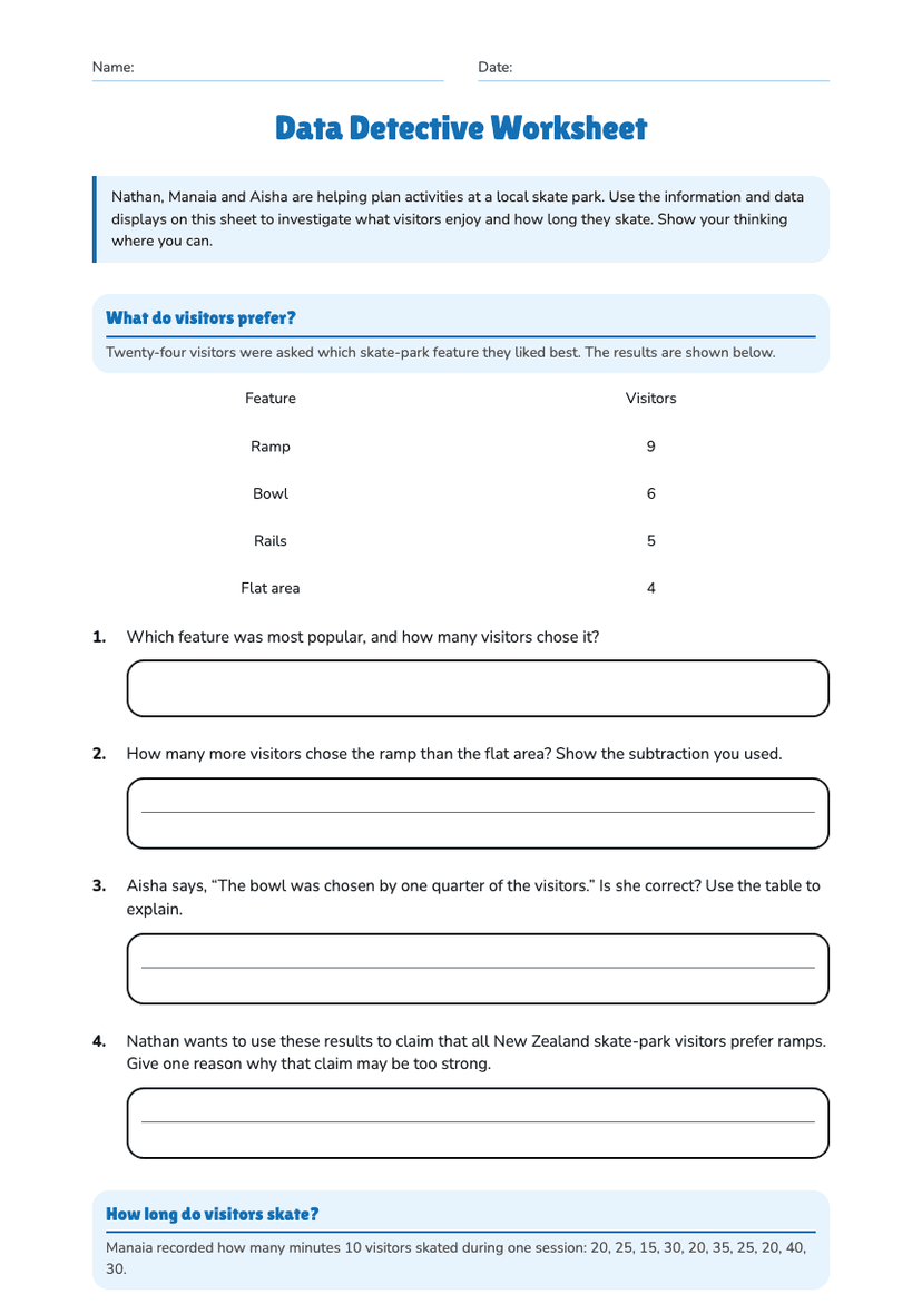 Data Detective Worksheet