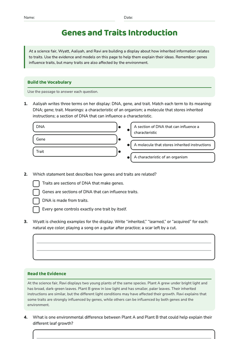 Genes and Traits Introduction