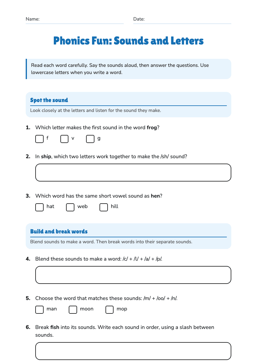 Phonics Fun: Sounds and Letters worksheet preview