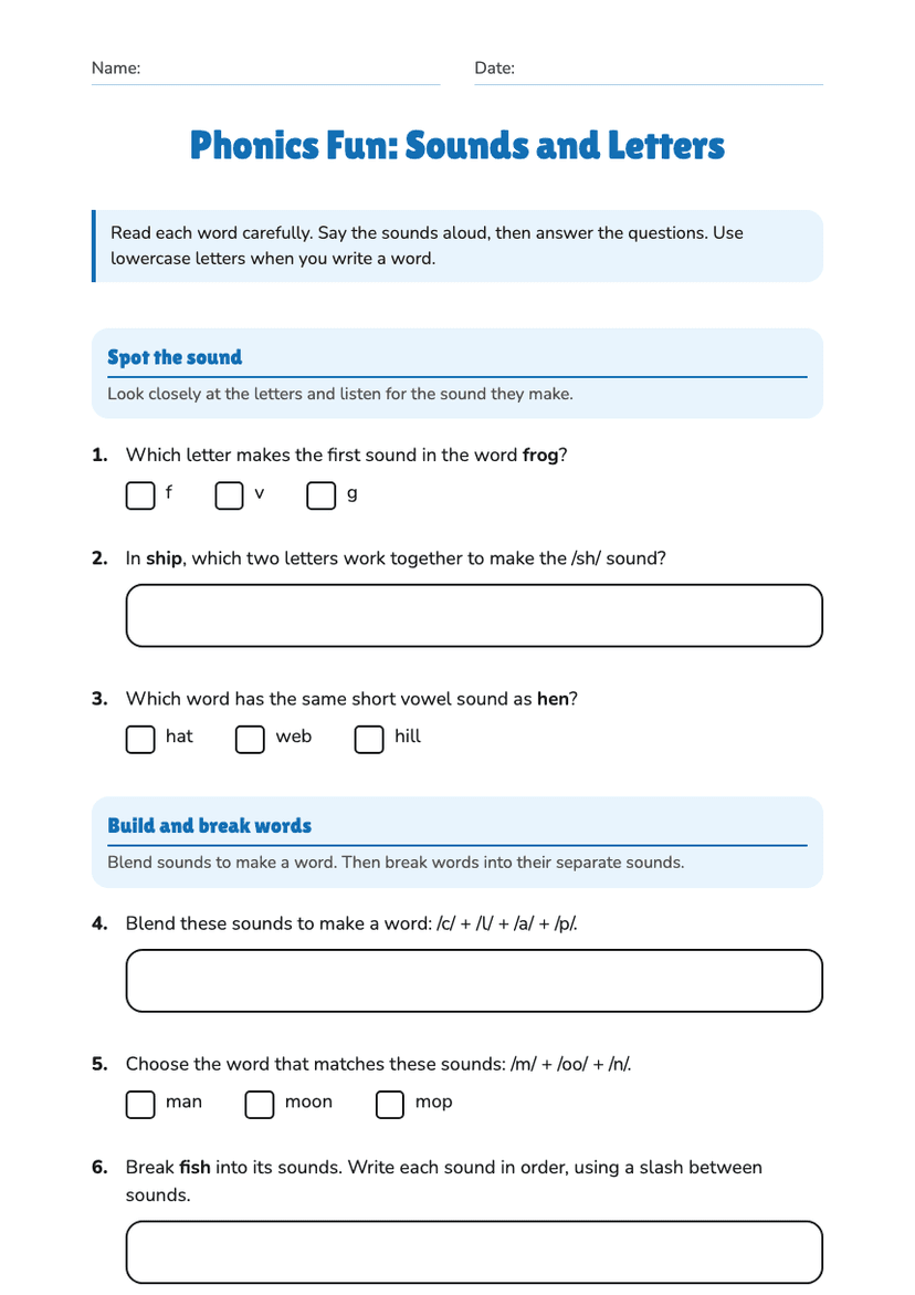 Phonics Fun: Sounds and Letters