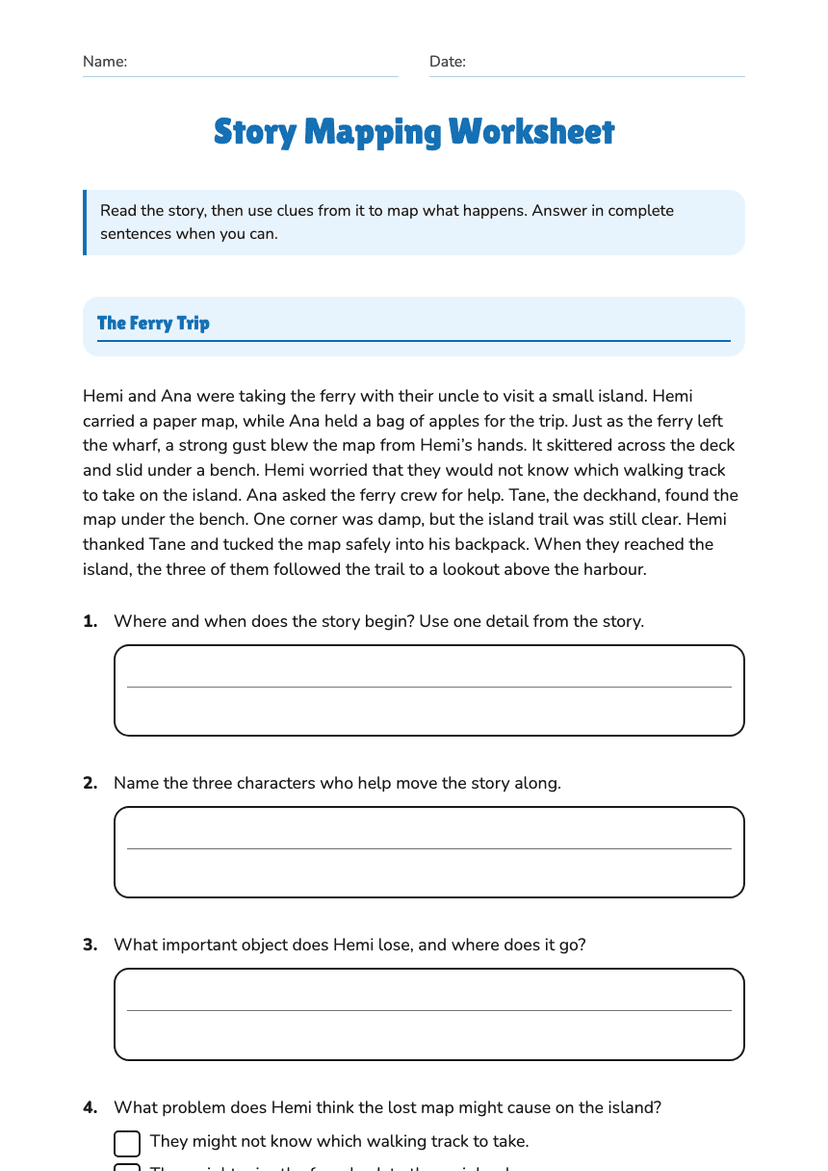 Story Mapping Worksheet