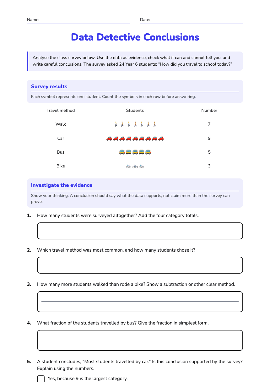 Data Detective Conclusions worksheet preview