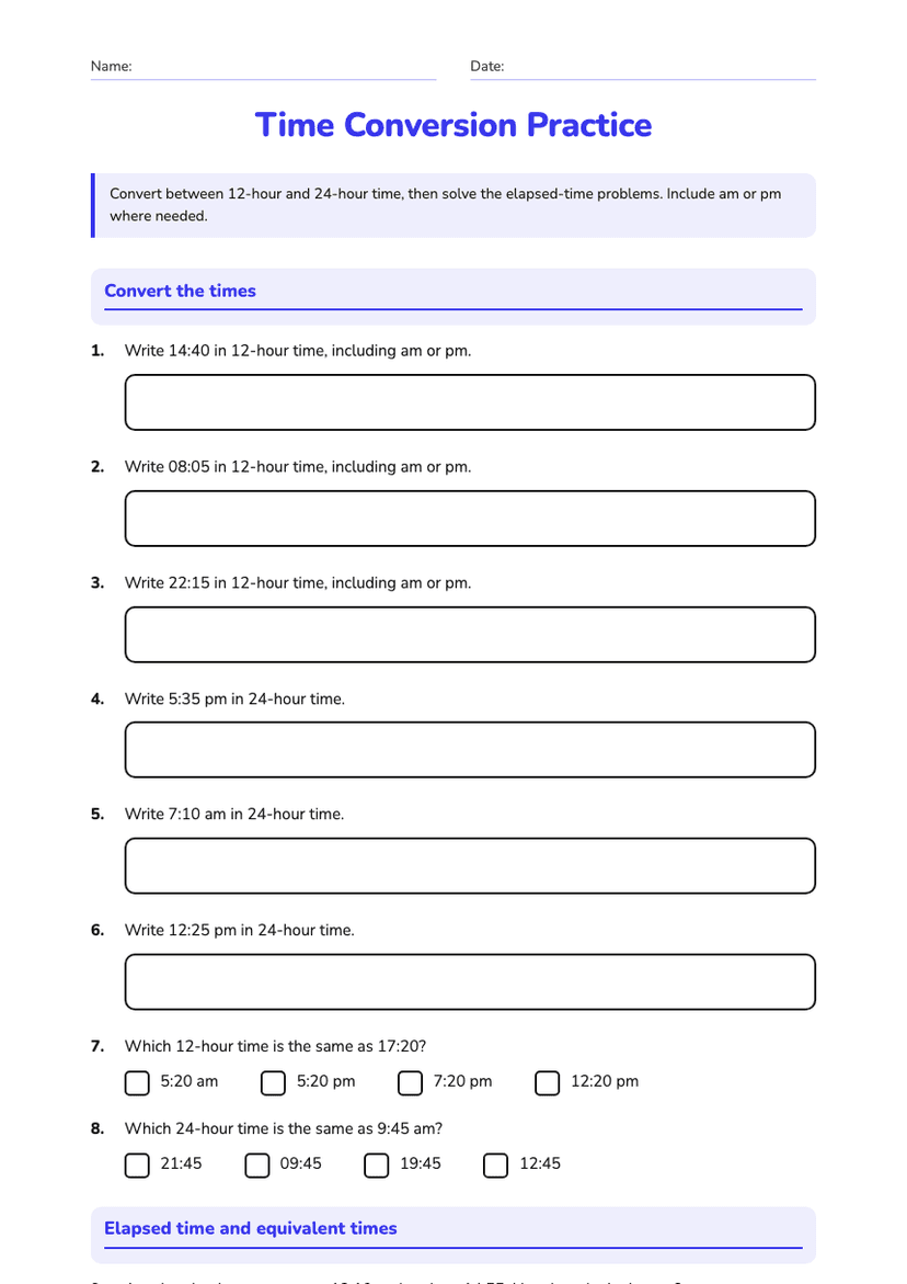 Time Conversion Practice