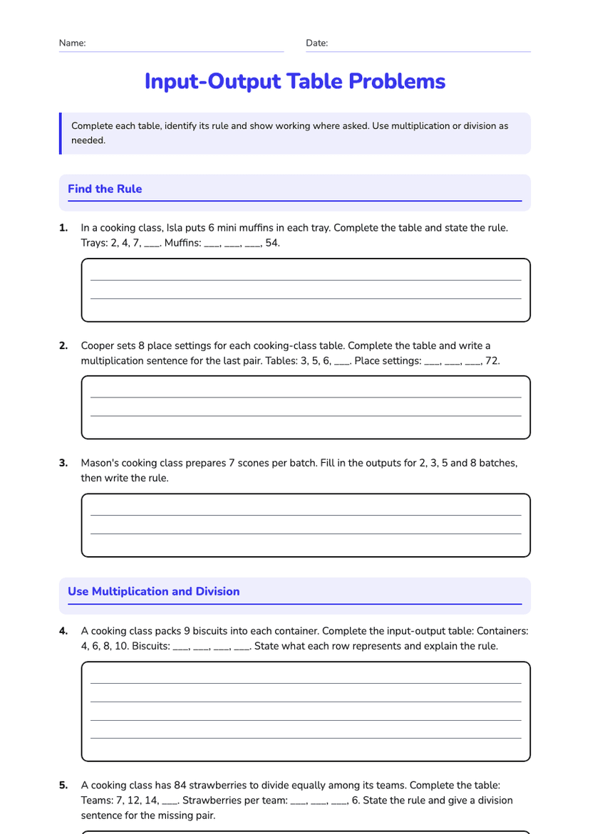 Input-Output Table Problems