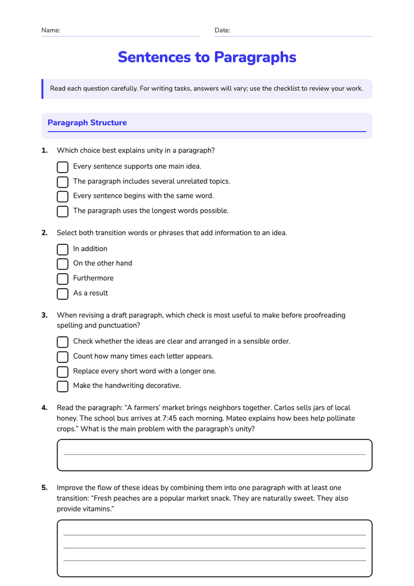 Sentences to Paragraphs