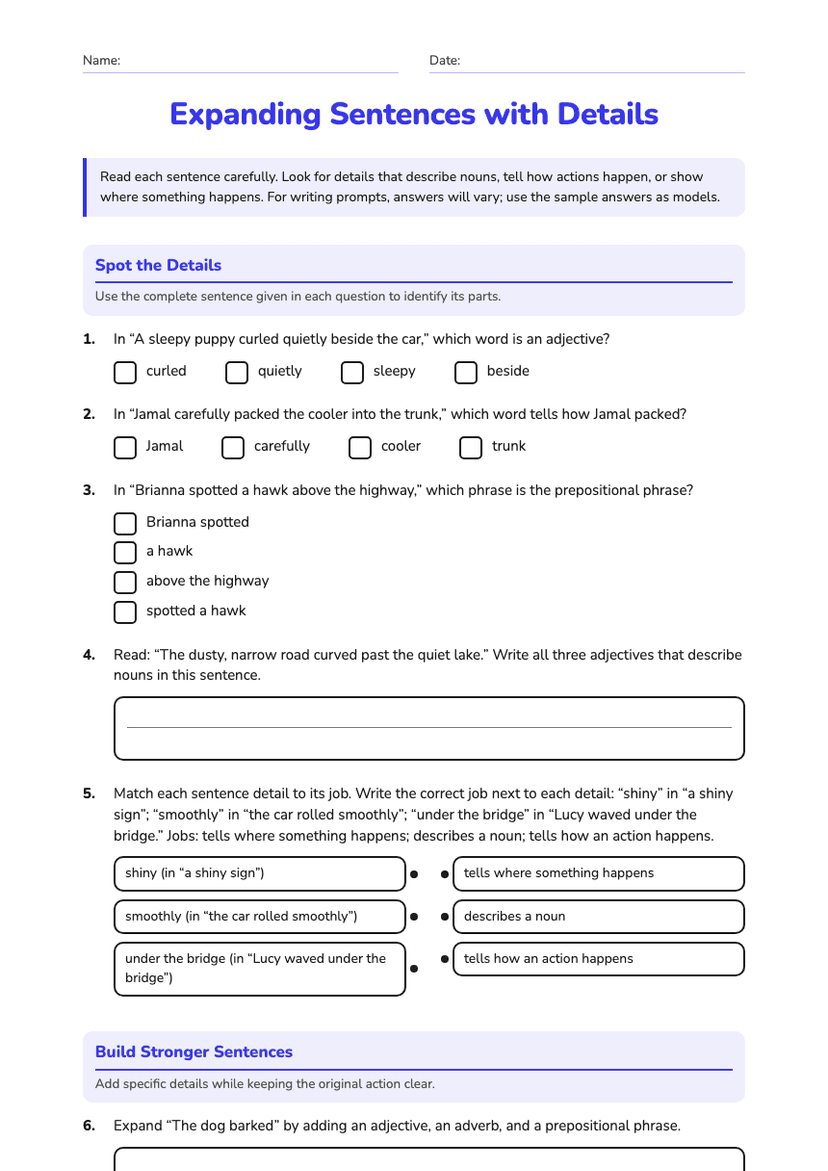 Expanding Sentences with Details