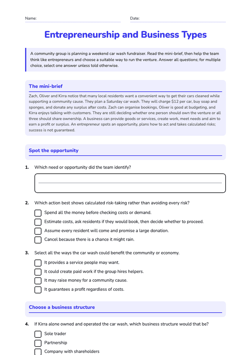 Entrepreneurship and Business Types