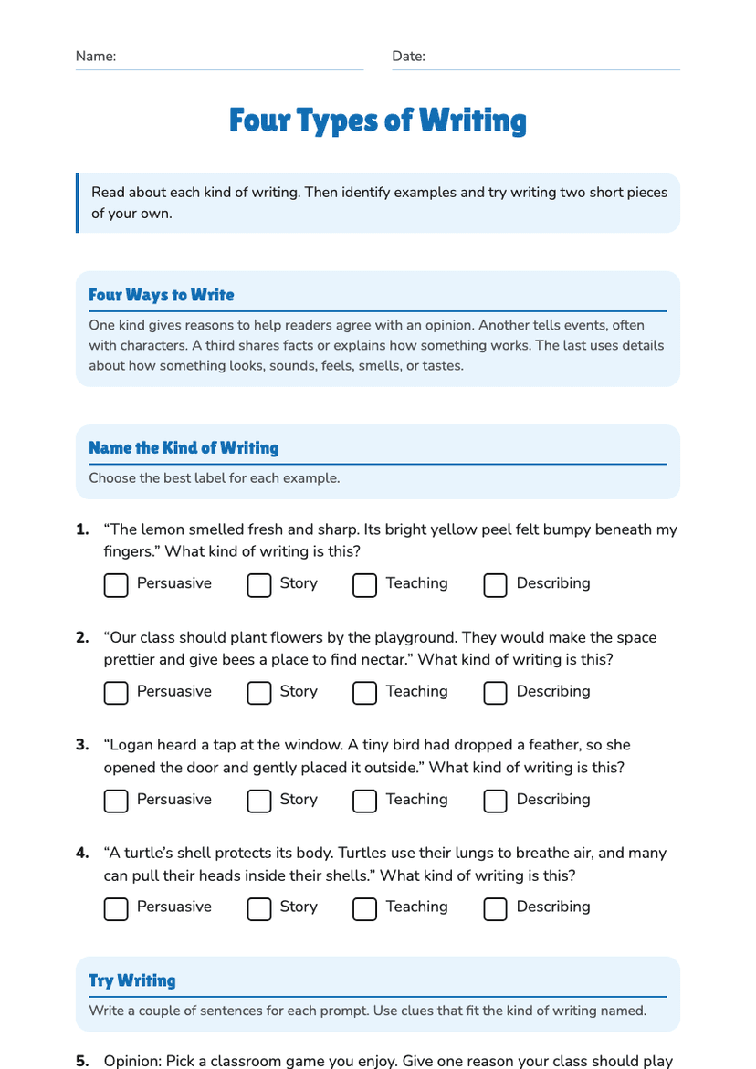 Four Types of Writing