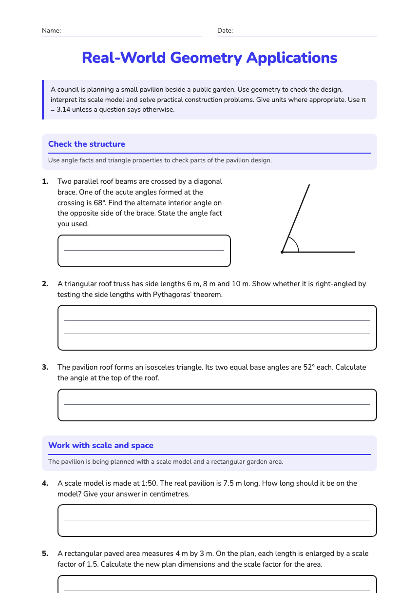 Real-World Geometry Applications worksheet preview