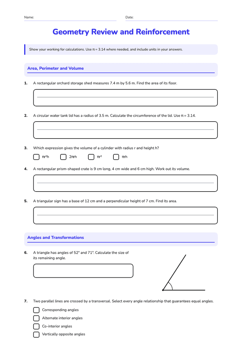 Geometry Review and Reinforcement