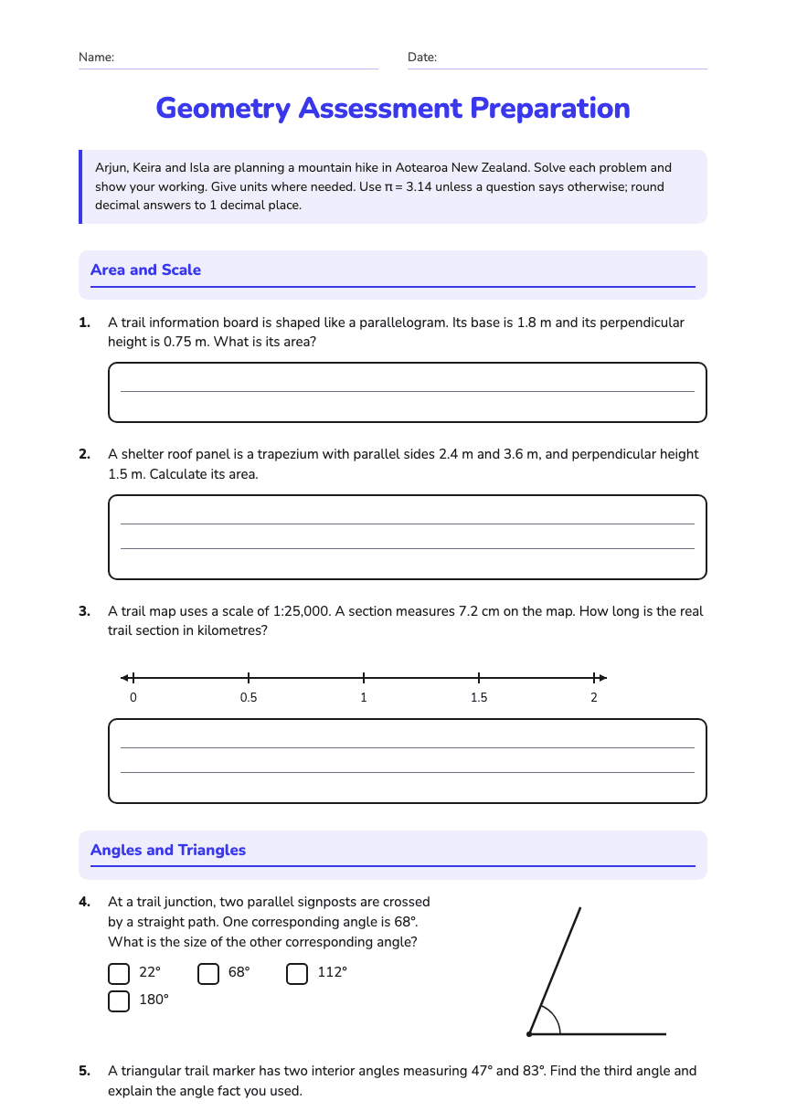 Geometry Assessment Preparation worksheet preview