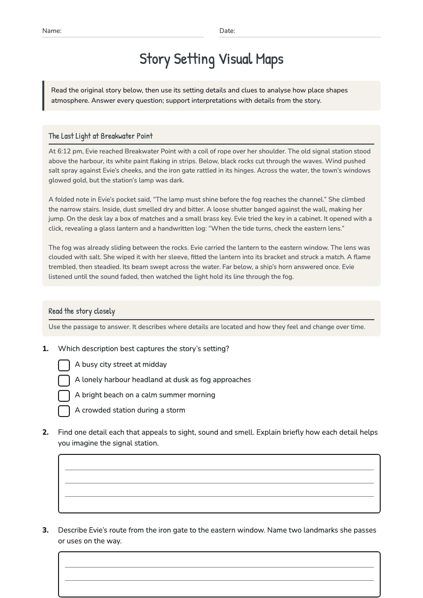 Story Setting Visual Maps worksheet preview