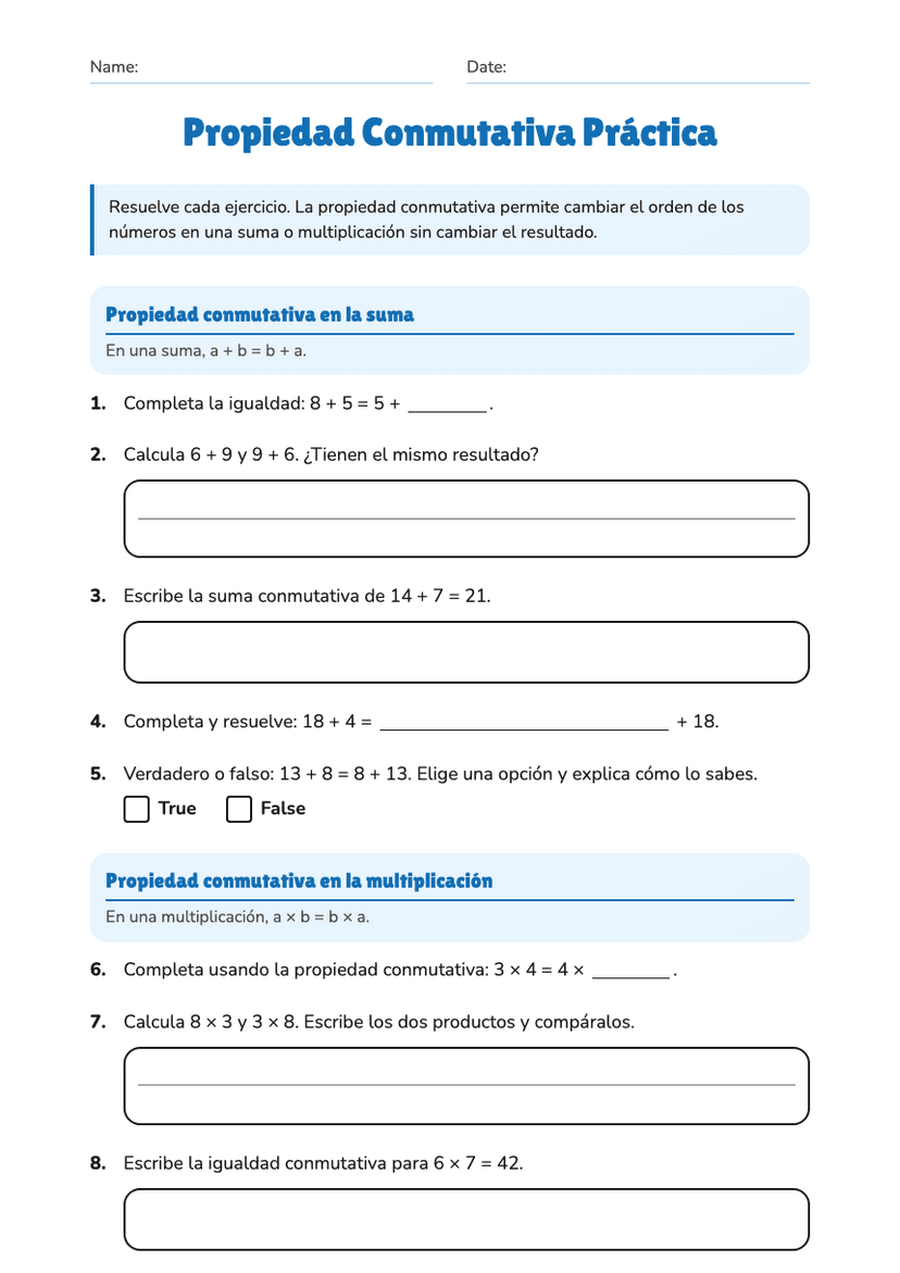 Propiedad Conmutativa Práctica