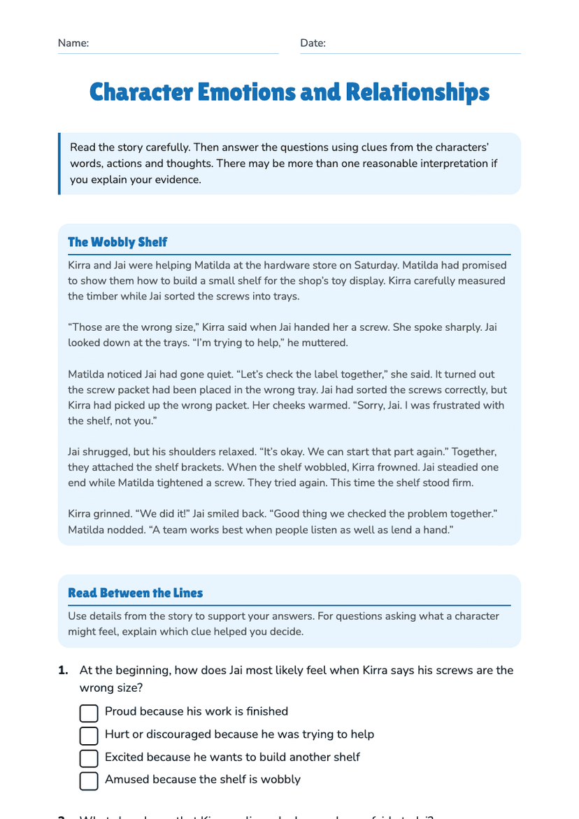 Character Emotions and Relationships