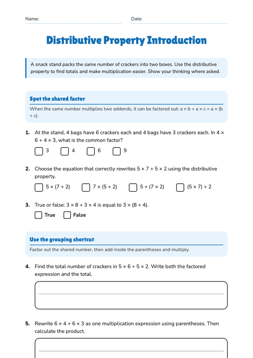 Distributive Property Introduction