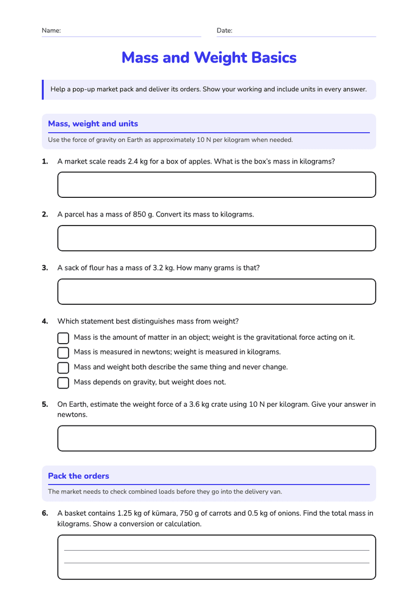 Mass and Weight Basics