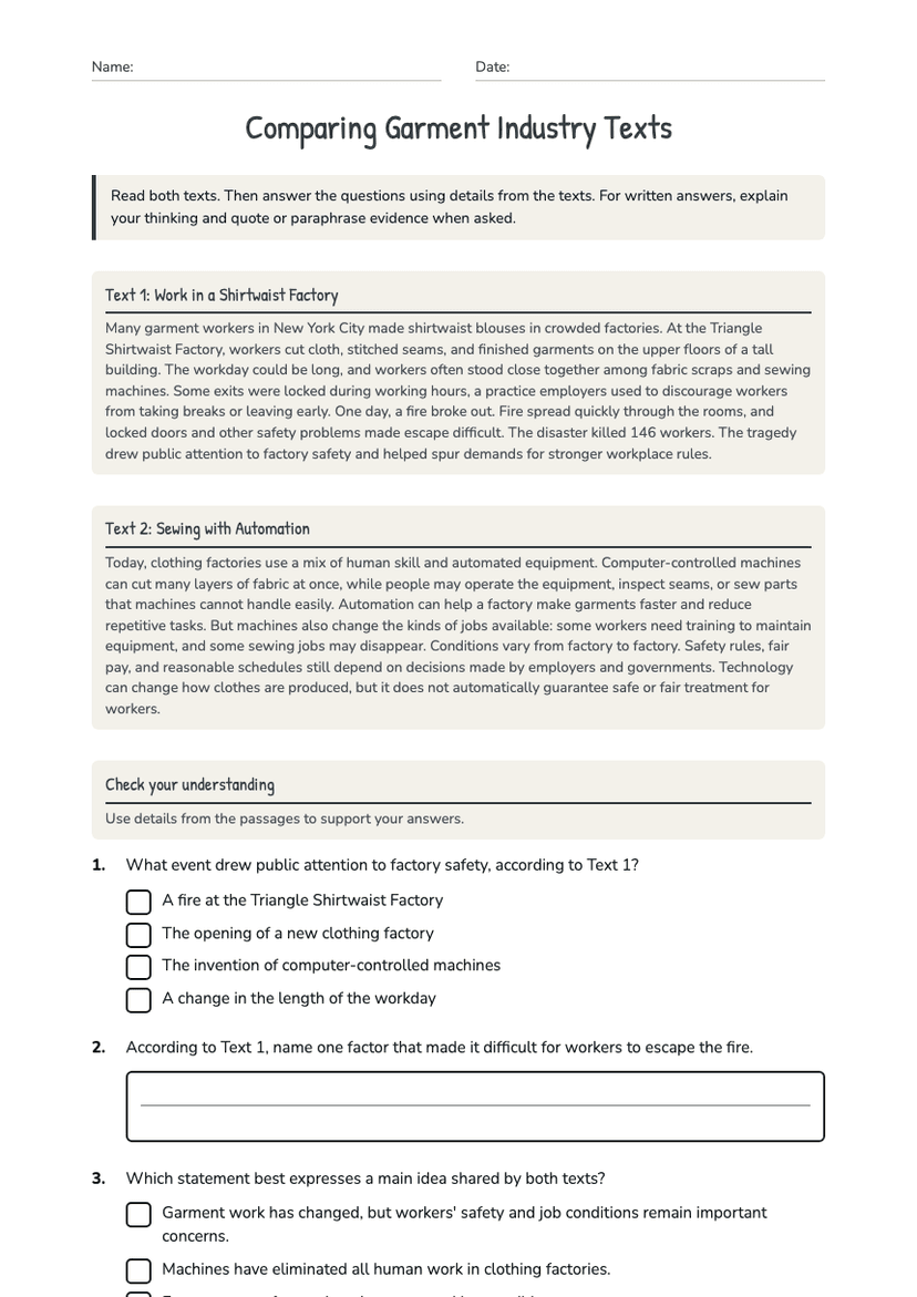 Comparing Garment Industry Texts