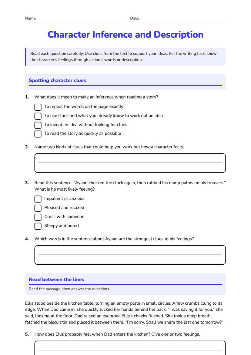 Character Inference and Description