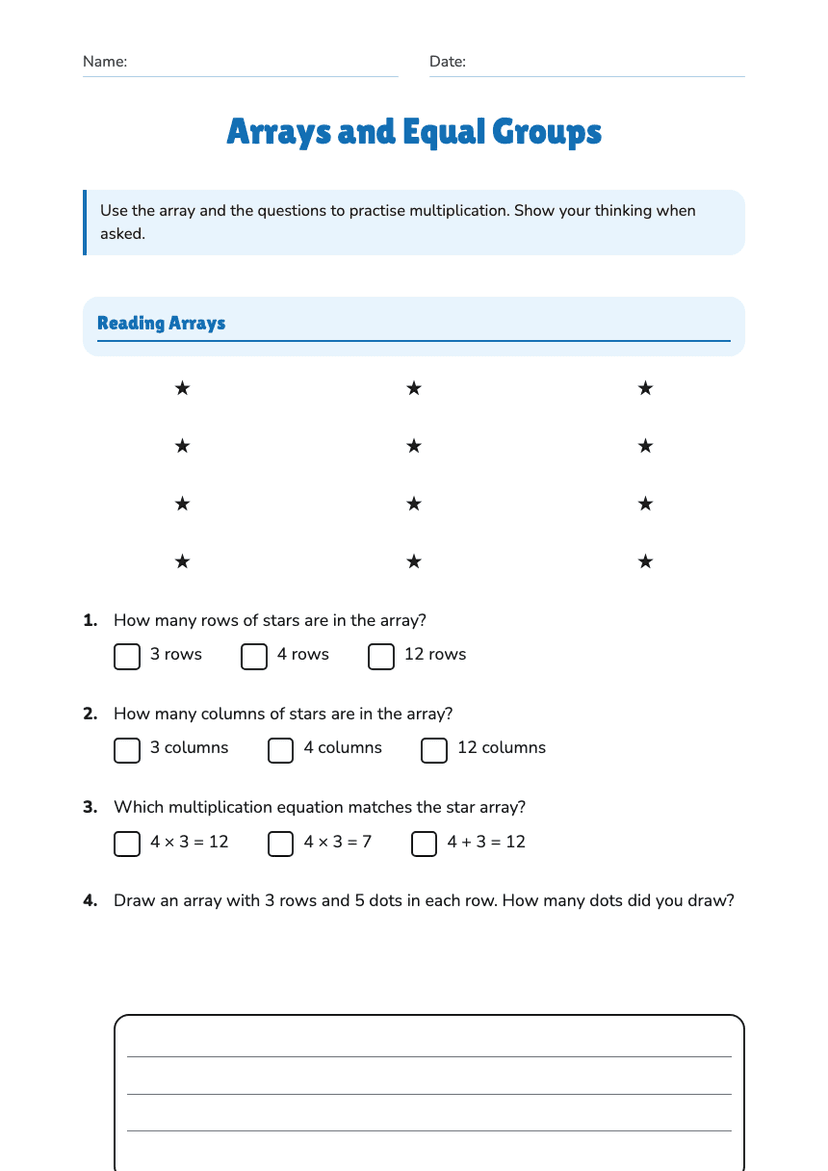 Arrays and Equal Groups
