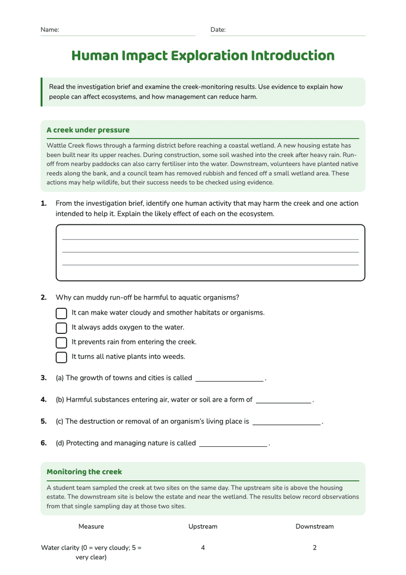 Human Impact Exploration Introduction