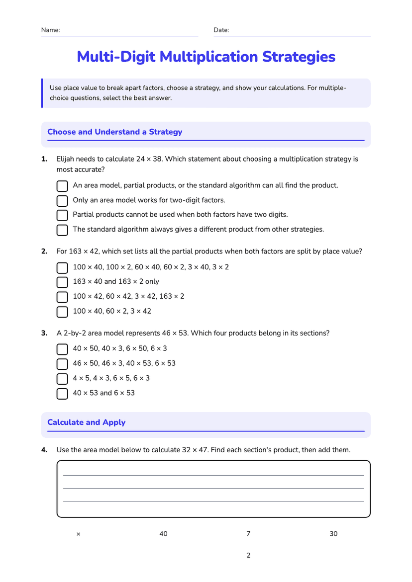 Multi-Digit Multiplication Strategies
