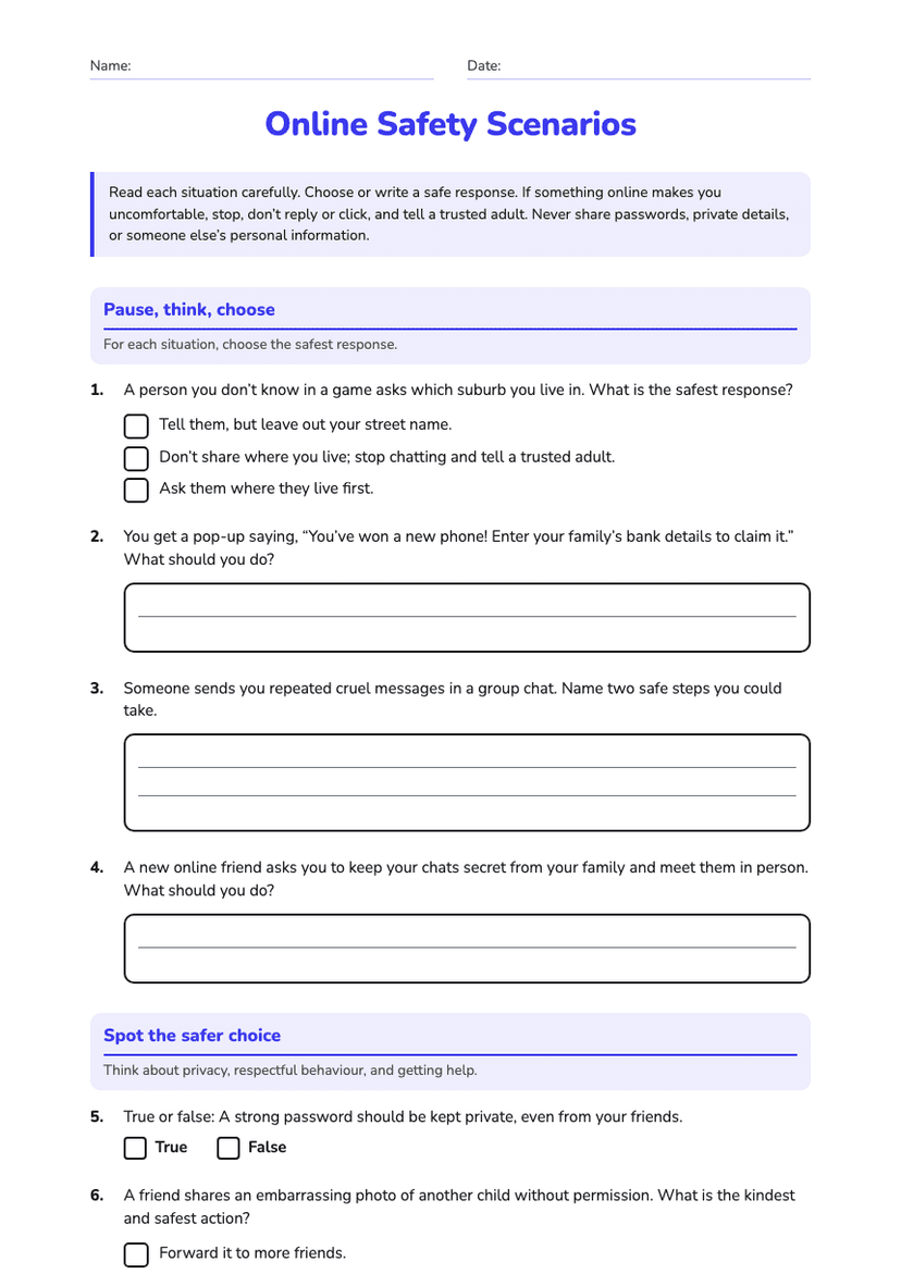 Online Safety Scenarios