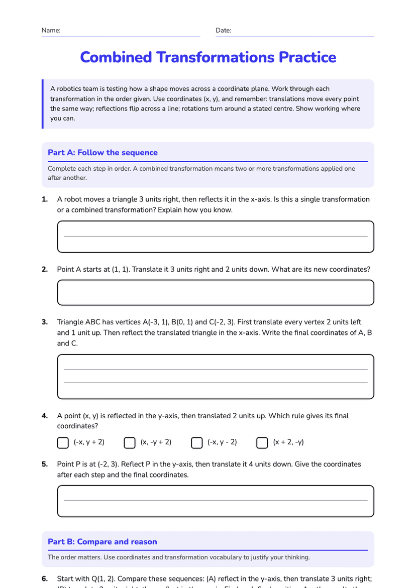 Combined Transformations Practice