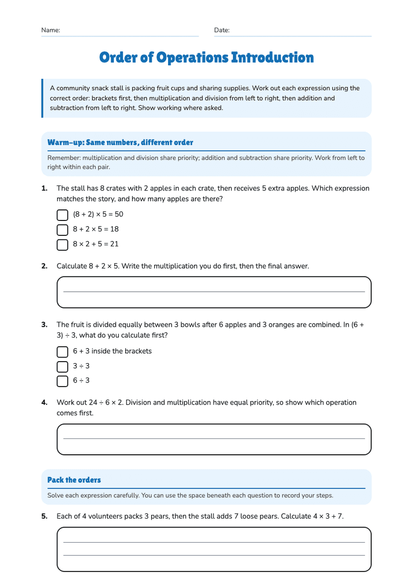 Order of Operations Introduction