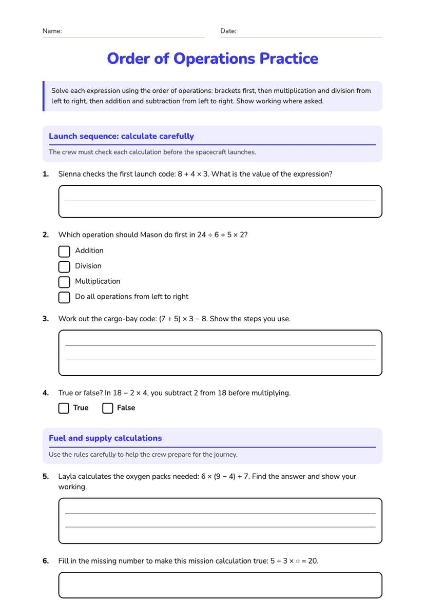 Order of Operations Practice