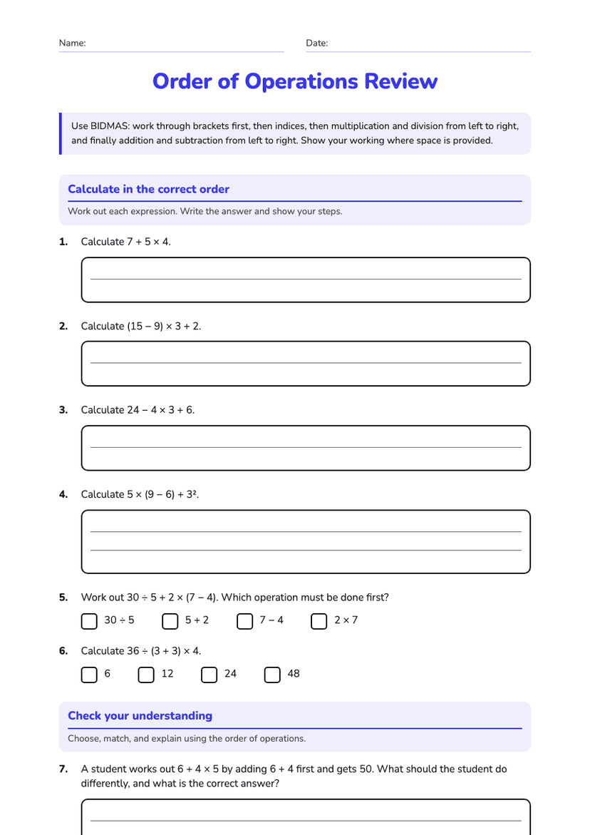 Order of Operations Review