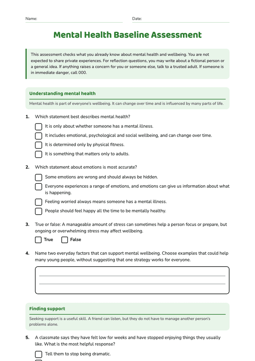 Mental Health Baseline Assessment