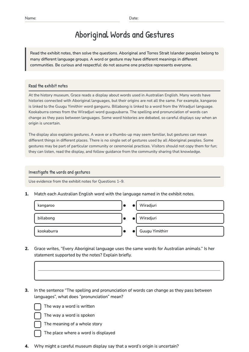 Aboriginal Words and Gestures