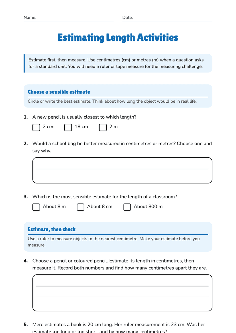 Estimating Length Activities