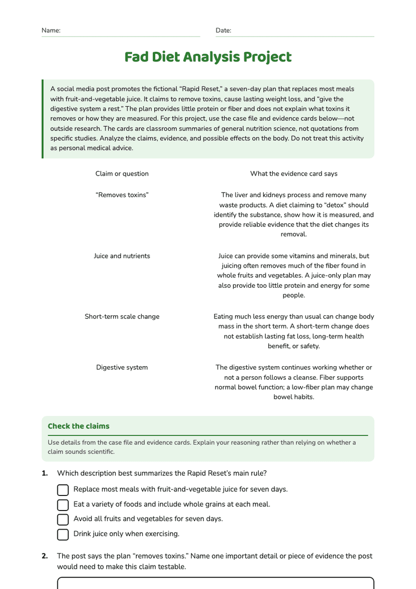 Fad Diet Analysis Project