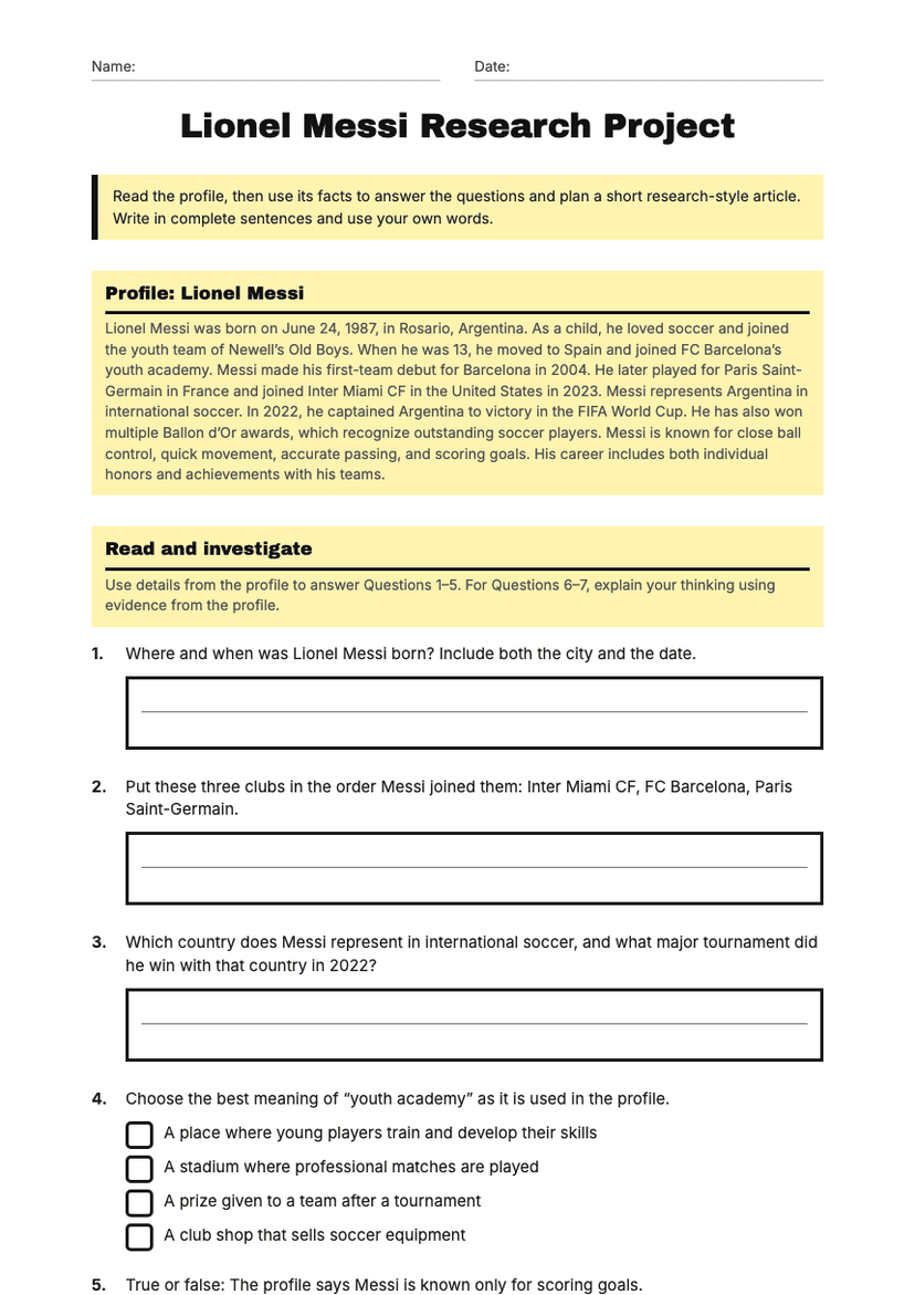 Lionel Messi Research Project