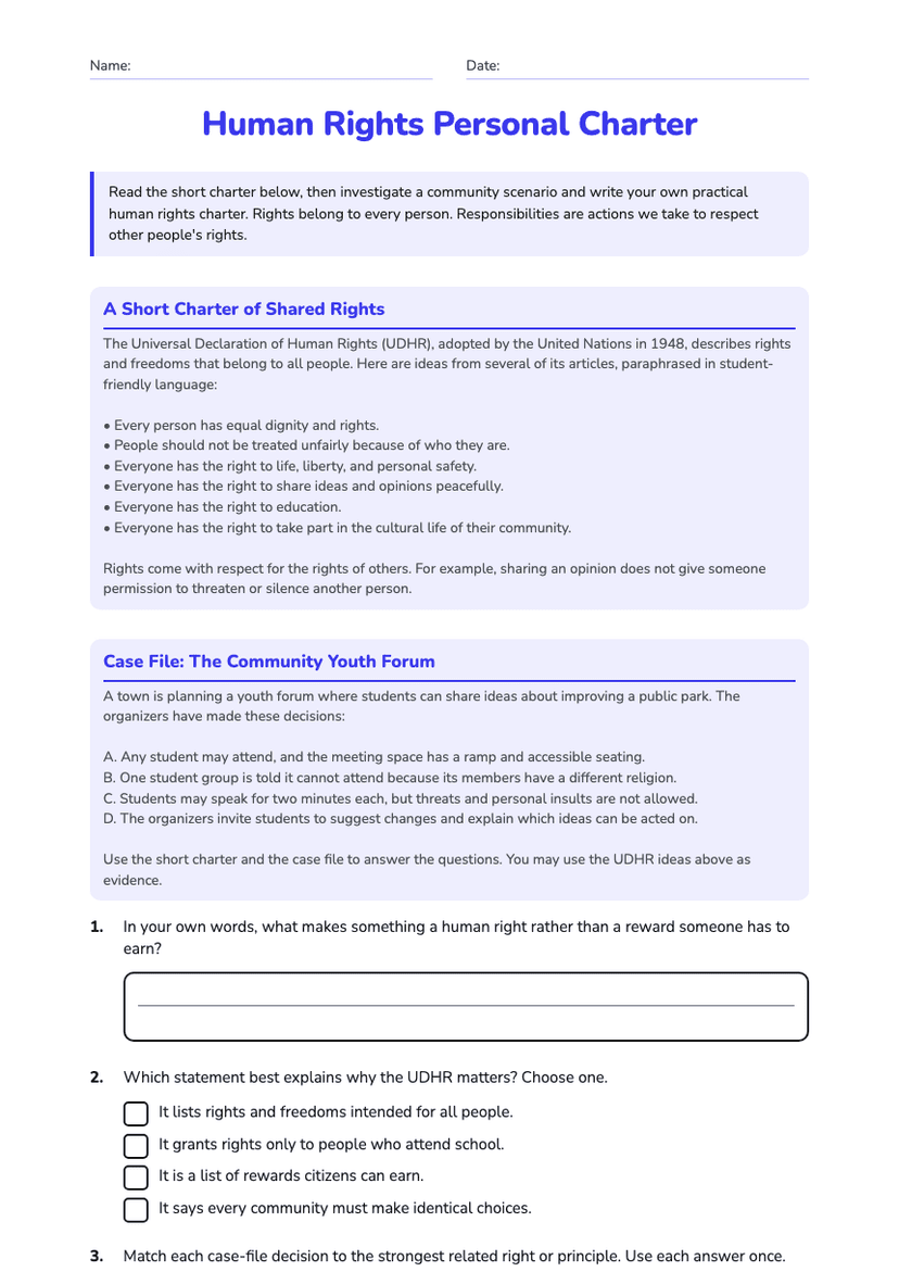 Human Rights Personal Charter