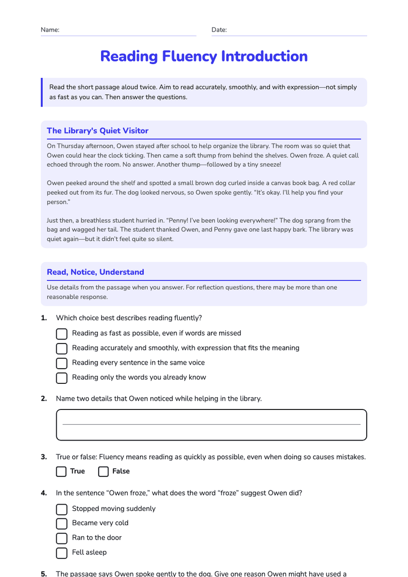 Reading Fluency Introduction