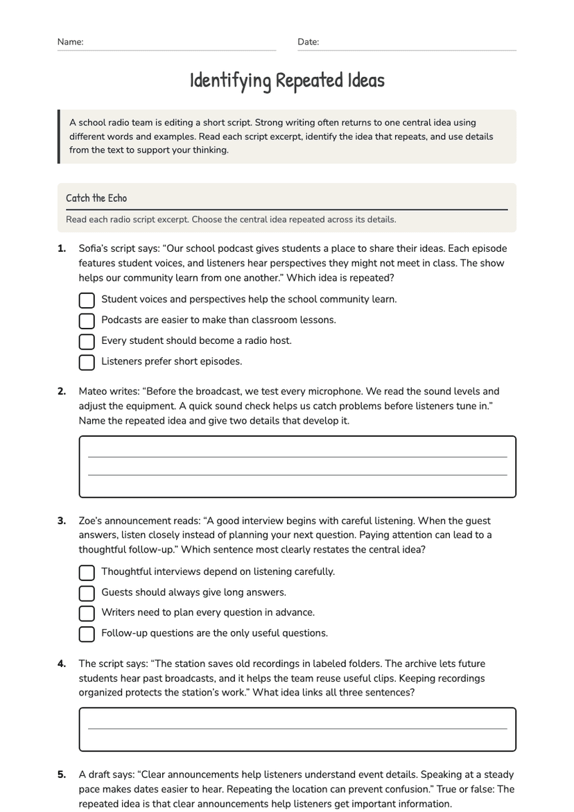 Identifying Repeated Ideas