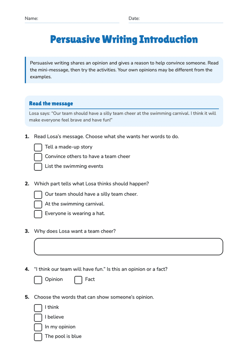 Persuasive Writing Introduction