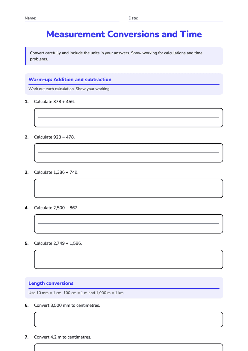 Measurement Conversions and Time