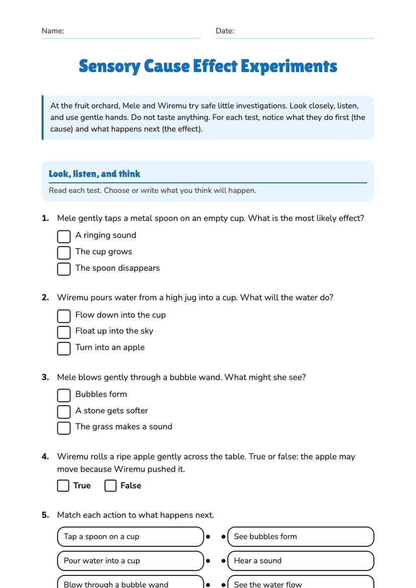 Sensory Cause Effect Experiments