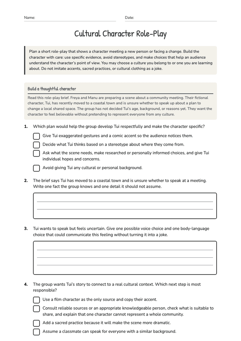 Cultural Character Role-Play