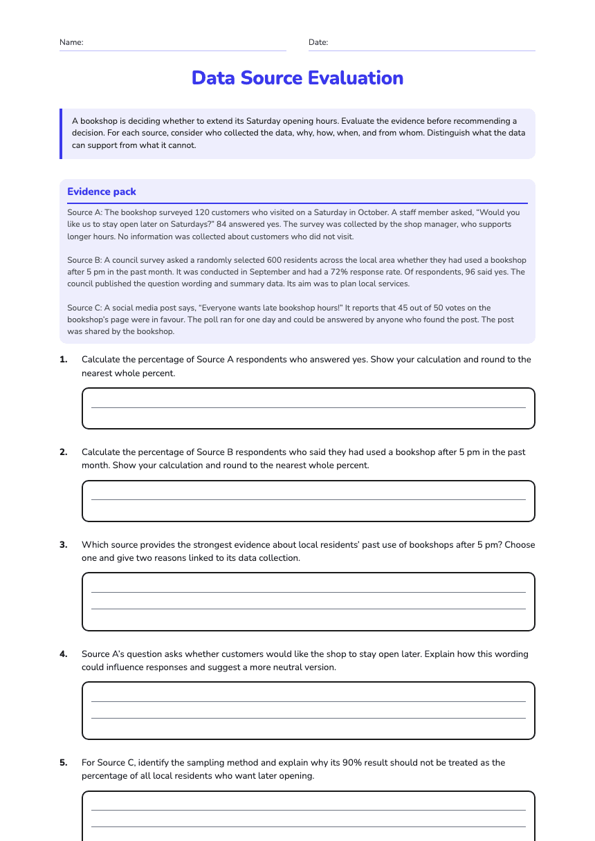 Data Source Evaluation worksheet preview