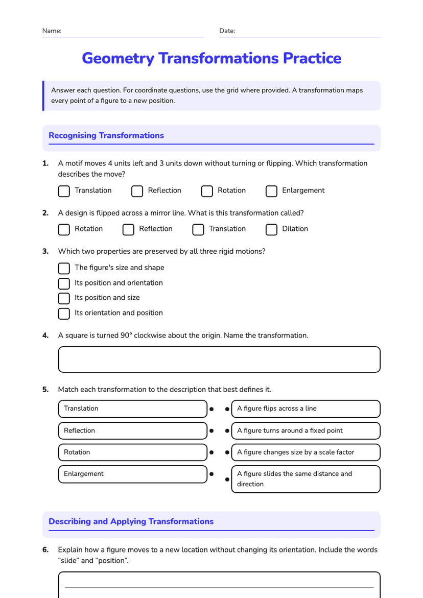 Geometry Transformations Practice
