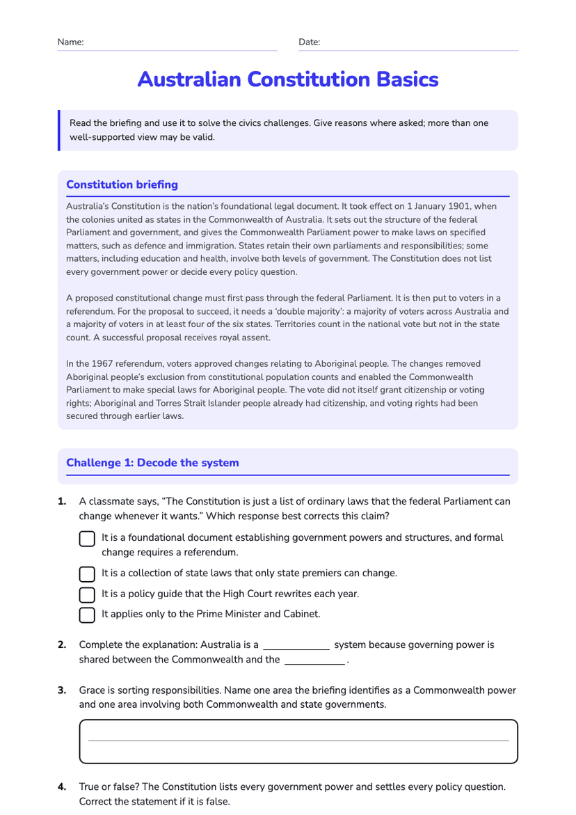 Australian Constitution Basics