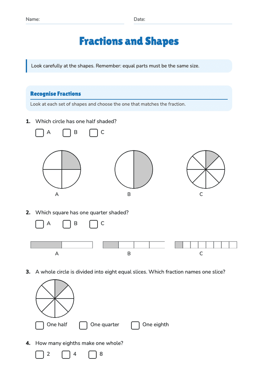 Fractions and Shapes