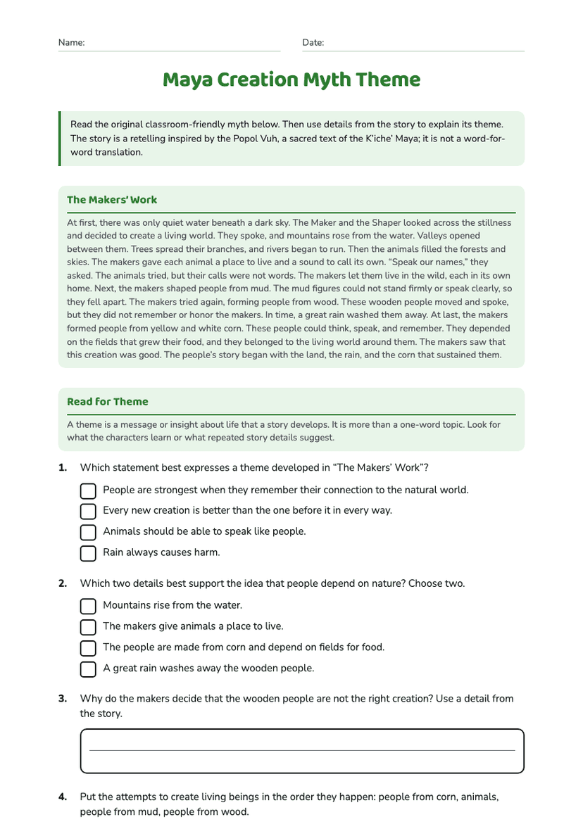 Maya Creation Myth Theme