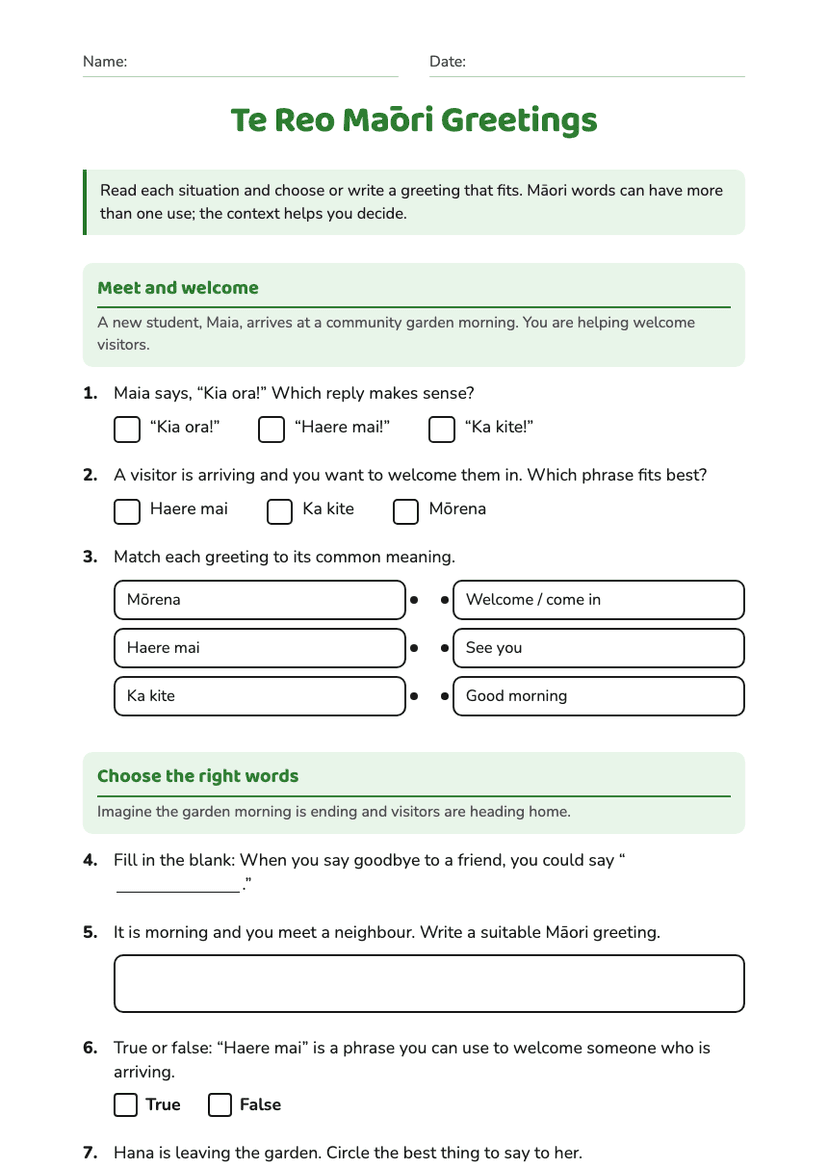 Te Reo Māori Greetings