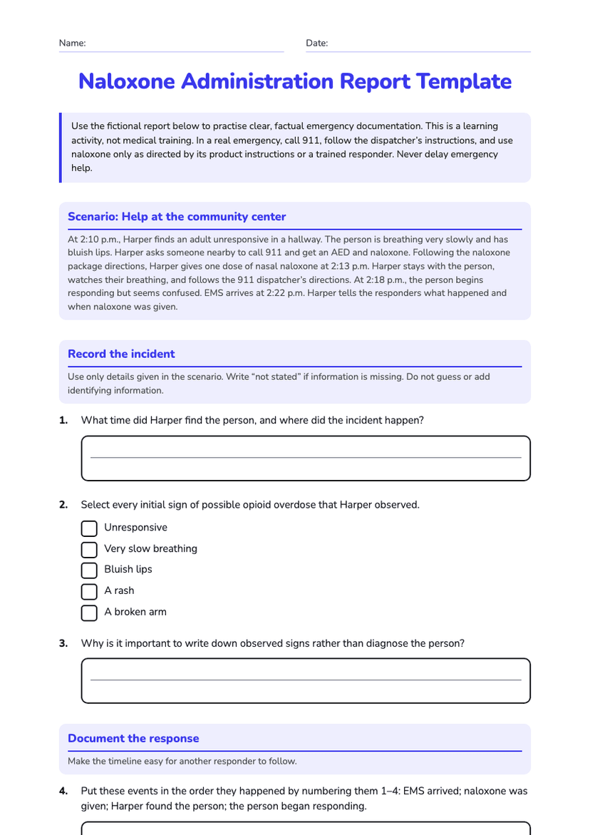 Naloxone Administration Report Template