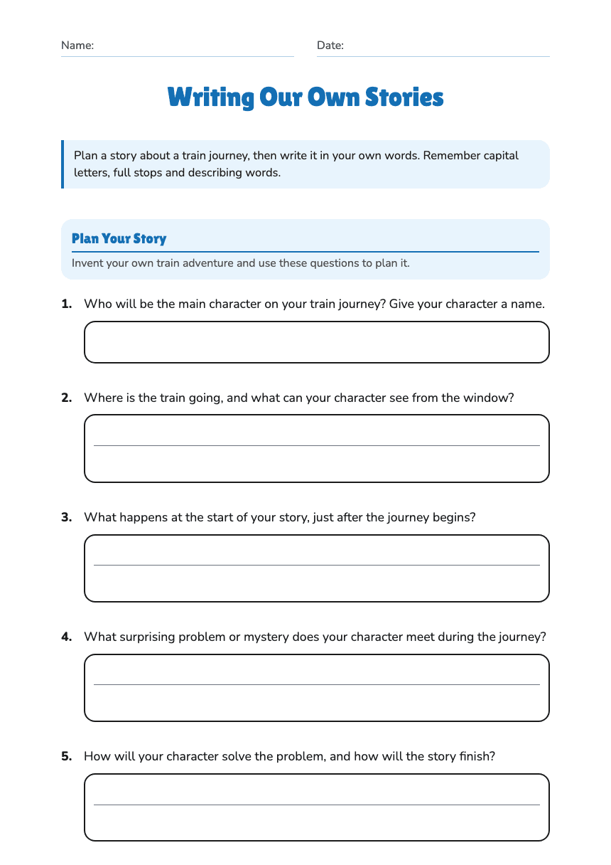Writing Our Own Stories worksheet preview